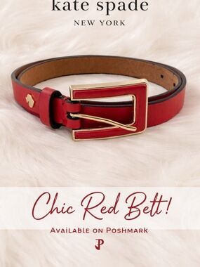 Kate Spade New York In The Loop Red Genuine Leather Bow Belt - Size Small